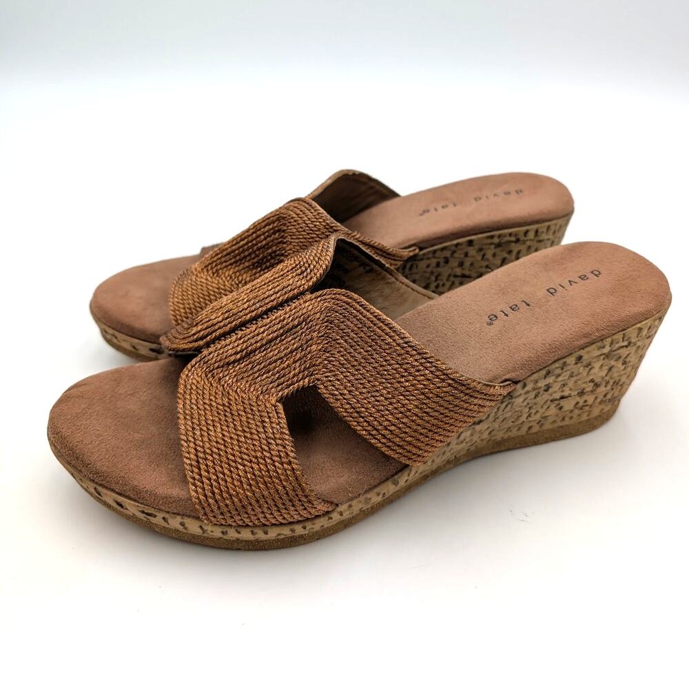 David Tate Vibe Wedge Slide Sandal Open Toe Women's Bronze Size US8W EU38.5